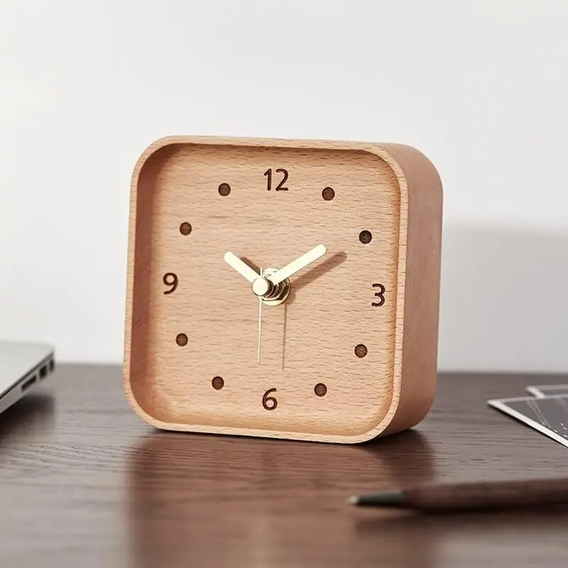 Đồng hồ gỗ kim trôi, không phát tiếng ồn phong cách Retro