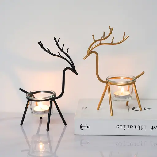Giá để nến hình hươu, phong cách Decor Bắc Âu